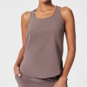 SYMPLI tank top sleeveless shell top small side slits grey size 14